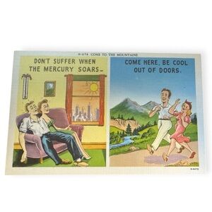 Vintage 1940’s Linen Unused Humor Postcard, Retro Vacation Unused Postcard
